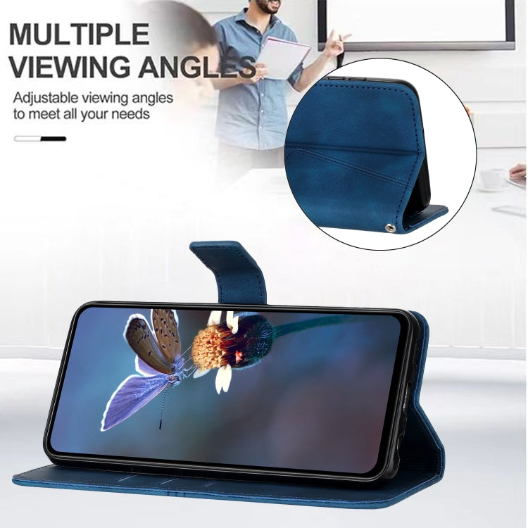For Samsung Galaxy S25 5G Triangle Solid Color Leather Phone Case(Blue) - Galaxy S25 5G Cases by PMC TechLife | Online Shopping South Africa | PMC TechLife | Buy Now Pay Later Mobicred