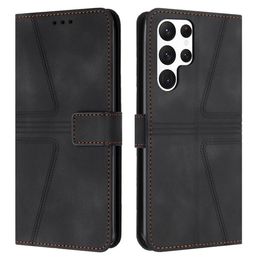 For Samsung Galaxy S25 Ultra 5G Triangle Solid Color Leather Phone Case(Black) - Galaxy S25 Ultra 5G Cases by PMC Jewellery | Online Shopping South Africa | PMC Jewellery | Buy Now Pay Later Mobicred