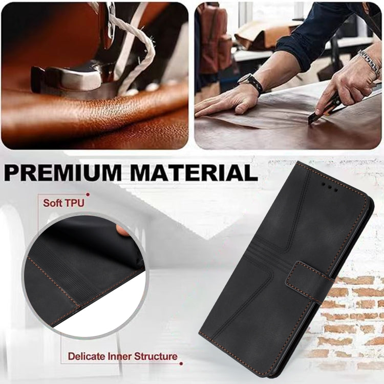 For Samsung Galaxy S25 Ultra 5G Triangle Solid Color Leather Phone Case(Black) - Galaxy S25 Ultra 5G Cases by PMC TechLife | Online Shopping South Africa | PMC TechLife | Buy Now Pay Later Mobicred