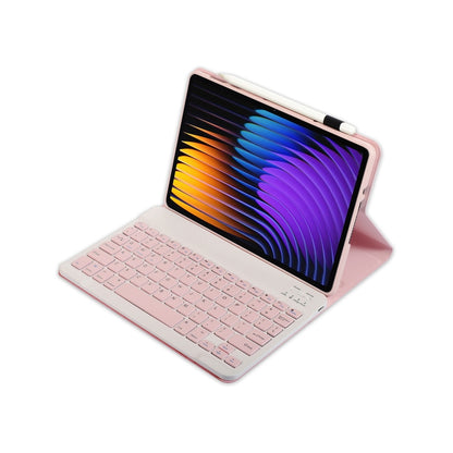 For Xiaomi Pad 7 / 7 Pro 11.2 inch A0N13 Ultra-thin Detachable Bluetooth Keyboard Leather Tablet Case(Pink White) - Others Keyboard by PMC Jewellery | Online Shopping South Africa | PMC Jewellery | Buy Now Pay Later Mobicred