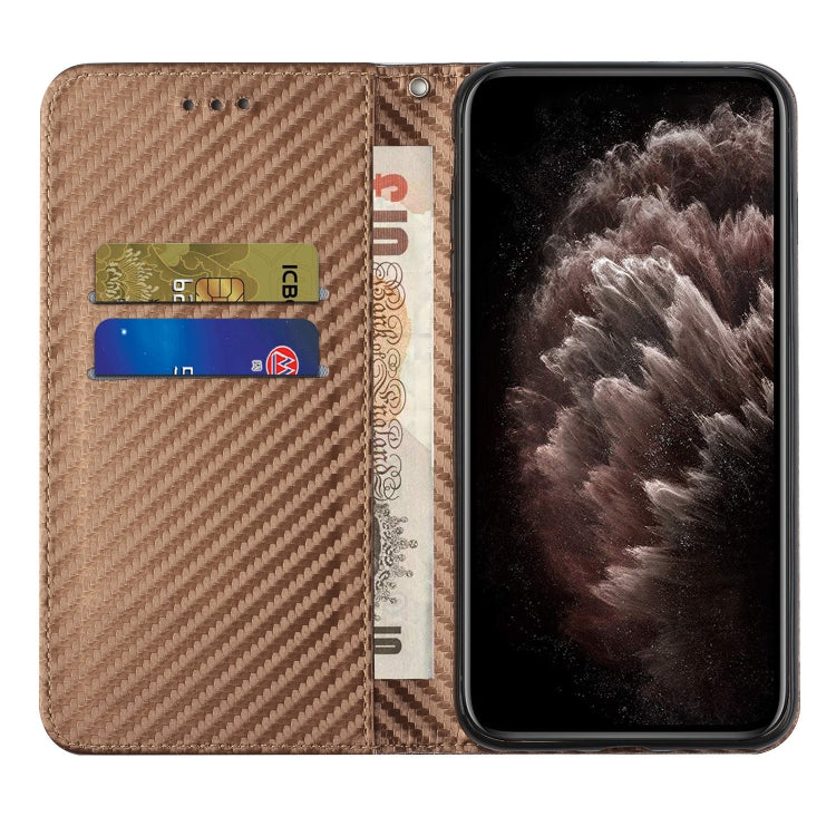 For Samsung Galaxy S25+ 5G Carbon Fiber Texture Magnetic Flip Leather Phone Case(Brown) - Galaxy S25+ 5G Cases by PMC Jewellery | Online Shopping South Africa | PMC Jewellery | Buy Now Pay Later Mobicred