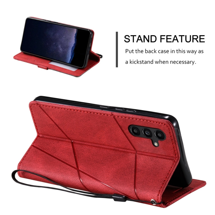 For Samsung Galaxy S25 5G Skin Feel Splicing Leather Phone Case(Red) - Galaxy S25 5G Cases by PMC Jewellery | Online Shopping South Africa | PMC Jewellery | Buy Now Pay Later Mobicred