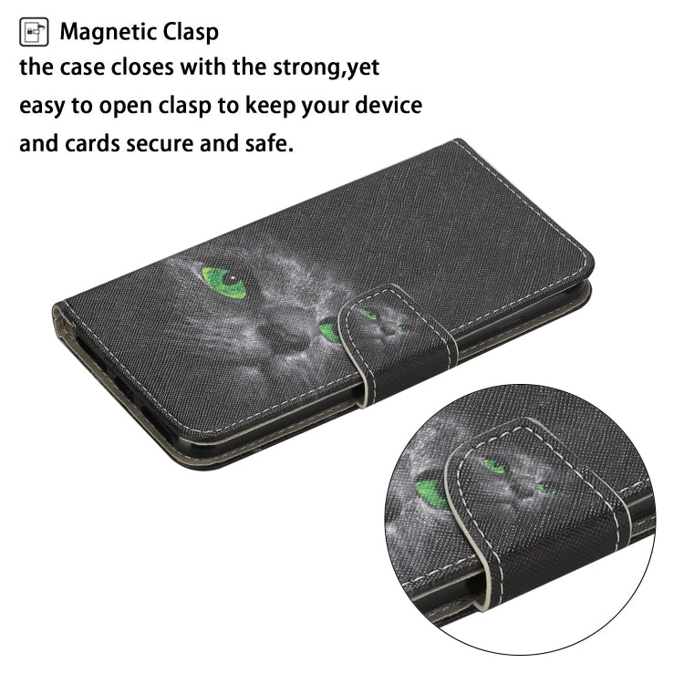 For Samsung Galaxy S25+ 5G Colored Drawing Pattern Leather Phone Case(Black Cat) - Galaxy S25+ 5G Cases by PMC Jewellery | Online Shopping South Africa | PMC Jewellery | Buy Now Pay Later Mobicred