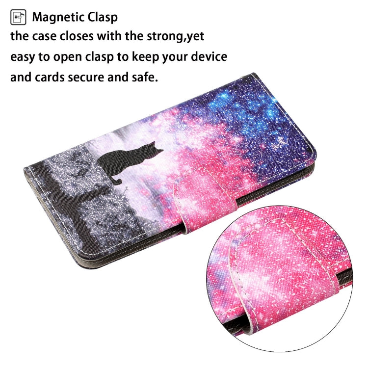 For Samsung Galaxy S25+ 5G Colored Drawing Pattern Leather Phone Case(Star Sky Cat) - Galaxy S25+ 5G Cases by PMC Jewellery | Online Shopping South Africa | PMC Jewellery | Buy Now Pay Later Mobicred