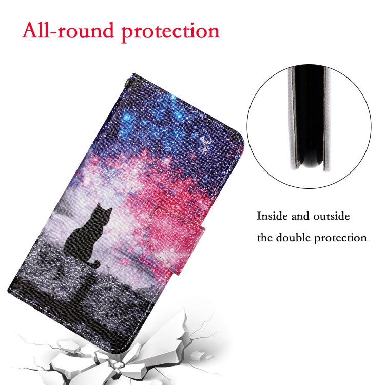 For Samsung Galaxy S25+ 5G Colored Drawing Pattern Leather Phone Case(Star Sky Cat) - Galaxy S25+ 5G Cases by PMC Jewellery | Online Shopping South Africa | PMC Jewellery | Buy Now Pay Later Mobicred