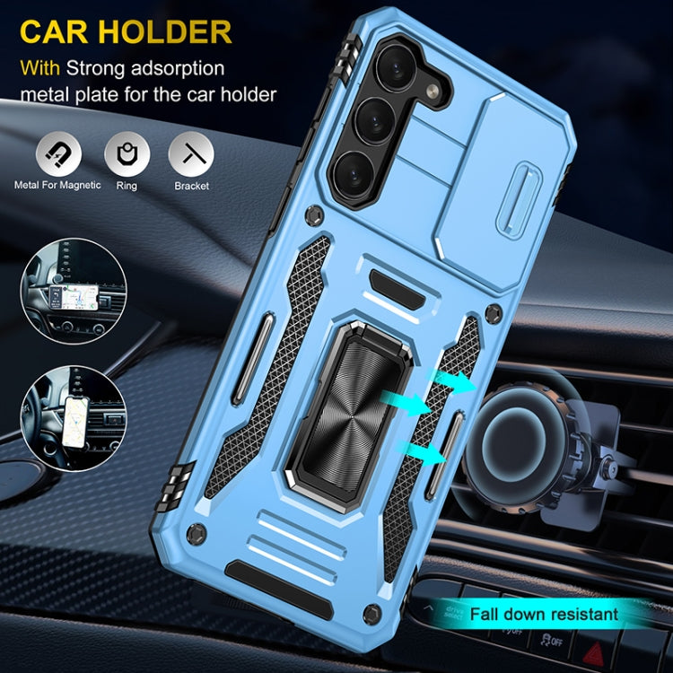 For Samsung Galaxy S25 5G Armor PC Hybrid TPU Camera Shield Phone Case(Light Blue) - Galaxy S25 5G Cases by PMC Jewellery | Online Shopping South Africa | PMC Jewellery | Buy Now Pay Later Mobicred