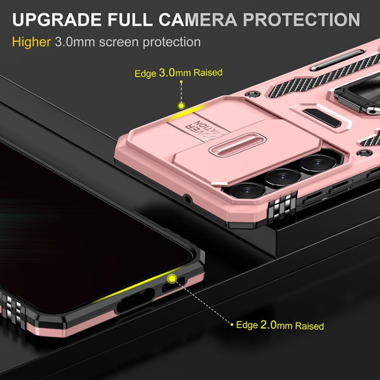 For Samsung Galaxy S25 5G Armor PC Hybrid TPU Camera Shield Phone Case(Rose Gold) - Galaxy S25 5G Cases by PMC Jewellery | Online Shopping South Africa | PMC Jewellery | Buy Now Pay Later Mobicred