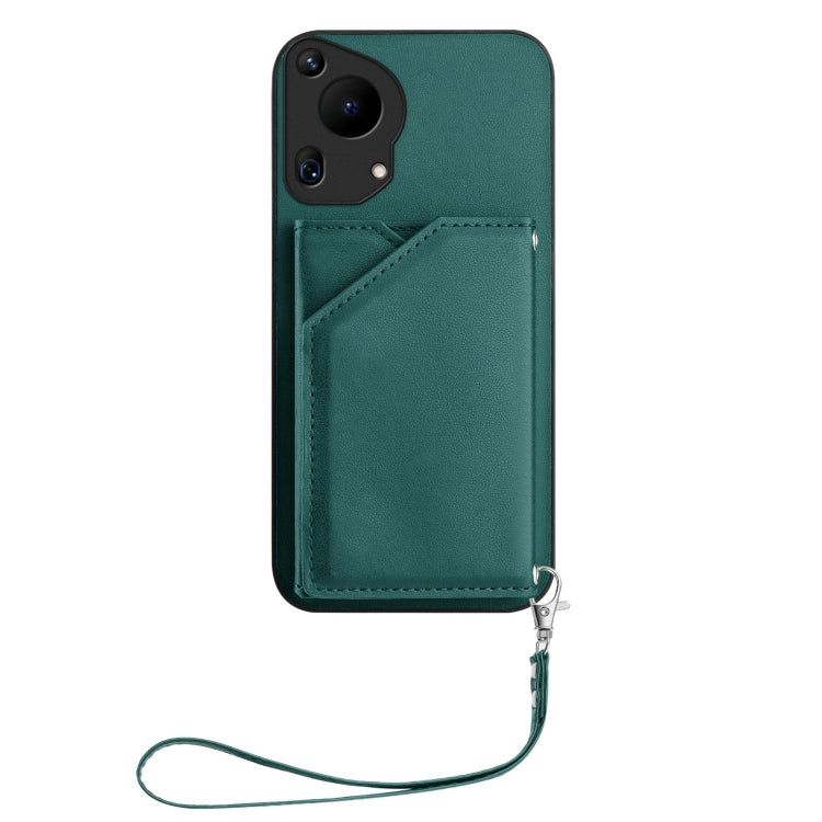 For Huawei Pura 70 Ultra Skin Feel Four Card Slots Phone Case with Wrist Strap(Green) - Huawei Cases by PMC Jewellery | Online Shopping South Africa | PMC Jewellery | Buy Now Pay Later Mobicred