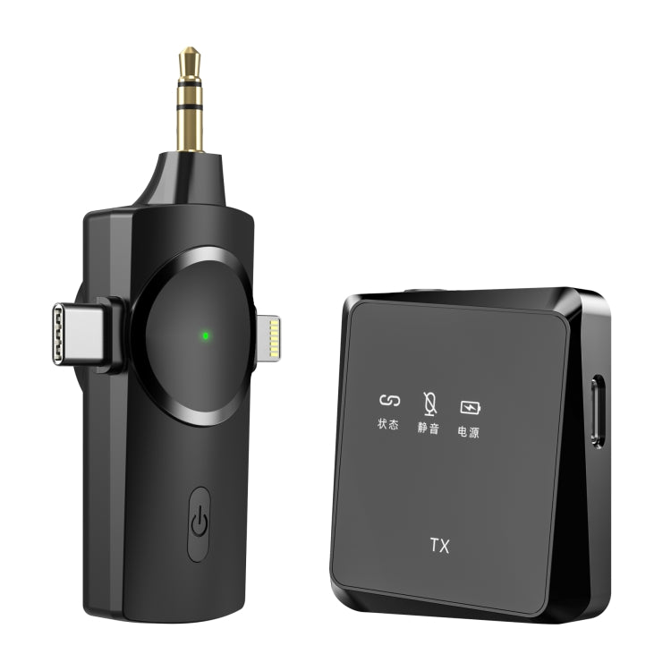 AP009 Wireless Lavalier Microphone with 3 in 1 Receiver(Black) - Microphone by PMC TechLife | Online Shopping South Africa | PMC TechLife | Buy Now Pay Later Mobicred
