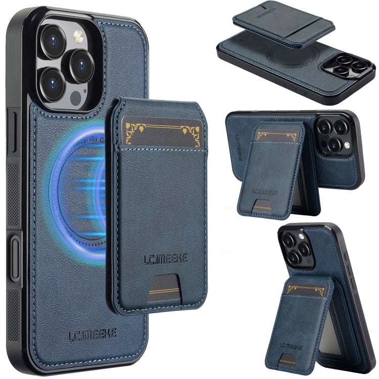 For iPhone 16 Pro Max LC.IMEEKE L3 Series Detachable RFID Card Bag Magsafe Phone Case(Blue) - iPhone 16 Pro Max Cases by LC.IMEEKE | Online Shopping South Africa | PMC Jewellery | Buy Now Pay Later Mobicred