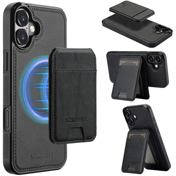 For iPhone 16 Plus LC.IMEEKE L3 Series Detachable RFID Card Bag Magsafe Phone Case(Black) - iPhone 16 Plus Cases by LC.IMEEKE | Online Shopping South Africa | PMC Jewellery | Buy Now Pay Later Mobicred