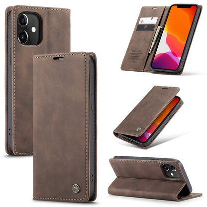 For iPhone 12 / 12 Pro CaseMe-013 Multifunctional Retro Frosted Horizontal Flip Leather Case with Card Slot & Holder & Wallet(Coffee) - iPhone 12 / 12 Pro Cases by CaseMe | Online Shopping South Africa | PMC Jewellery | Buy Now Pay Later Mobicred