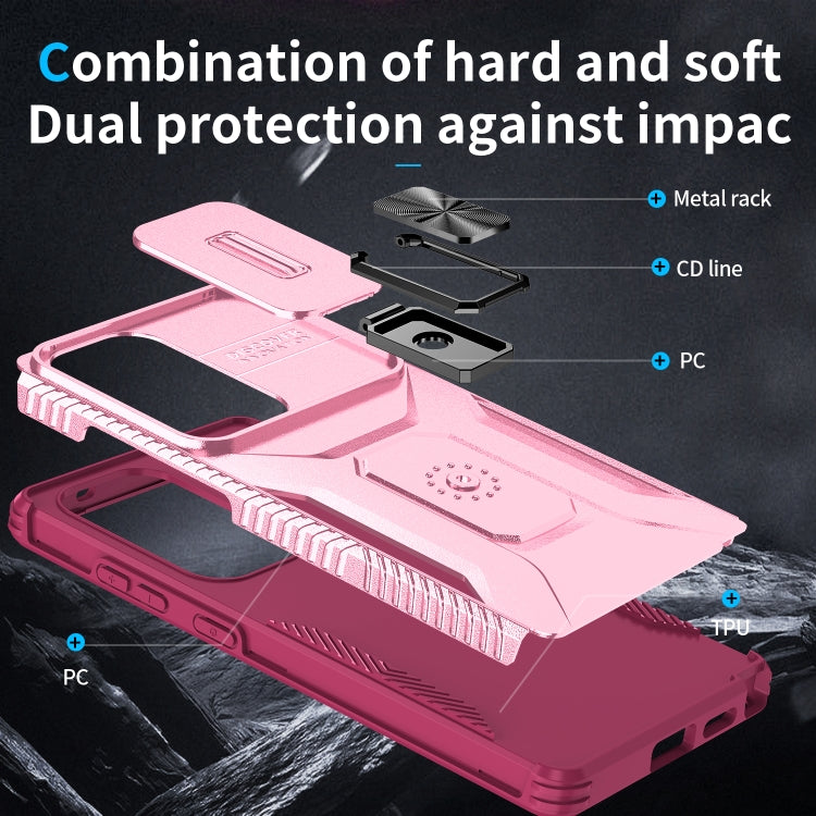 For Samsung Galaxy S25 Ultra 5G Sliding Camshield Holder Phone Case(Pink + Rose Red) - Galaxy S25 Ultra 5G Cases by PMC Jewellery | Online Shopping South Africa | PMC Jewellery | Buy Now Pay Later Mobicred