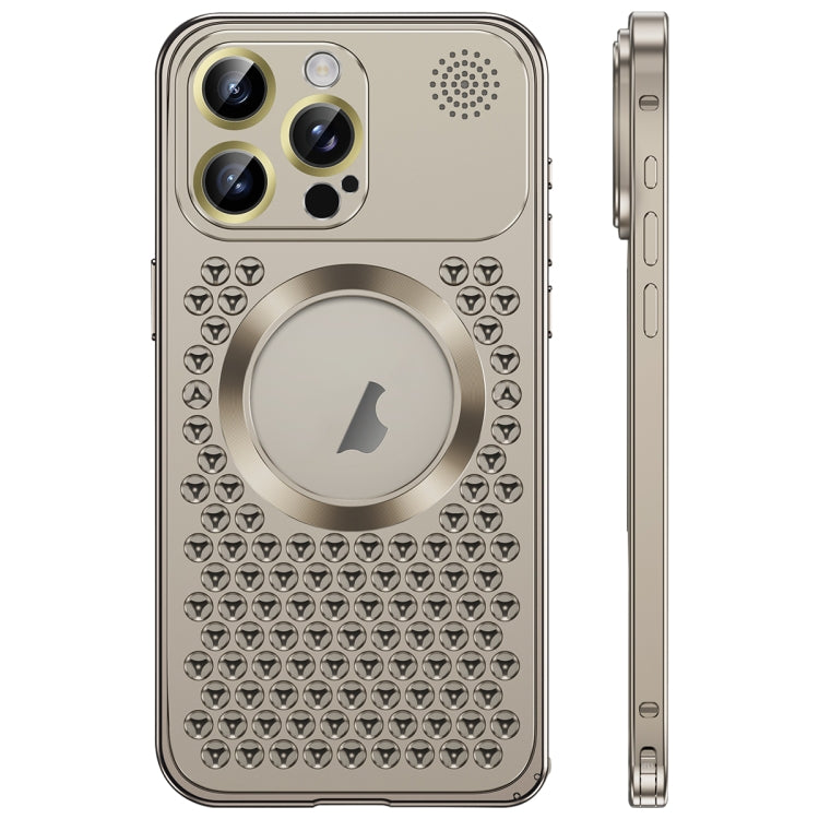 For iPhone 16 Pro Spring Buckle MagSafe Magnetic Metal Aromatherapy Phone Case(Grey) - free shipping - PMc TechLife - Order now!