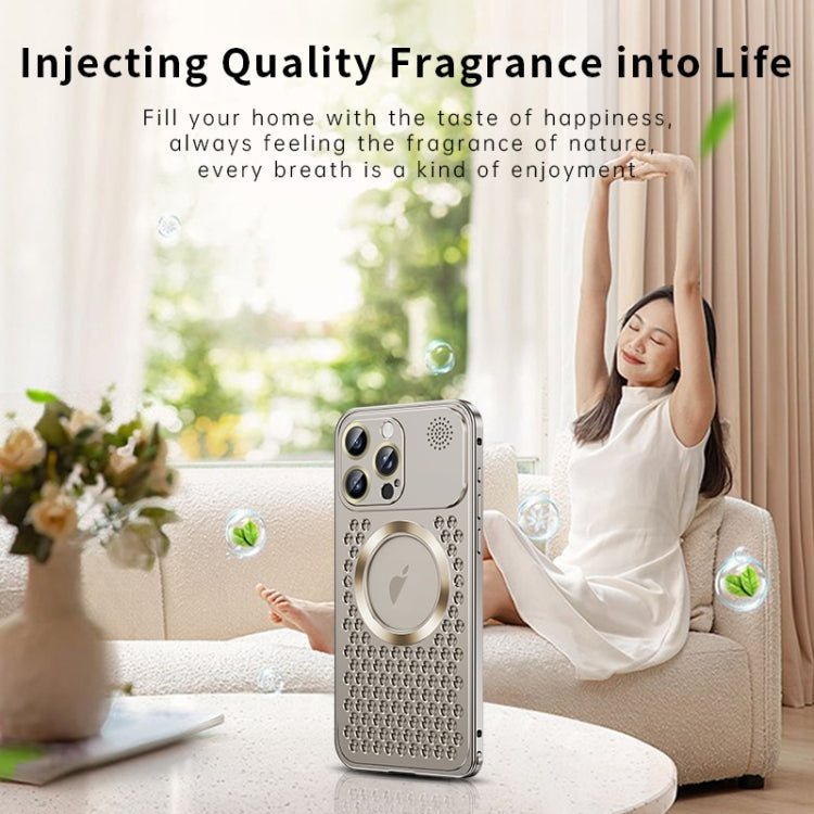 For iPhone 16 Spring Buckle MagSafe Magnetic Metal Aromatherapy Phone Case(Silver) - free shipping - PMc TechLife - Order now!