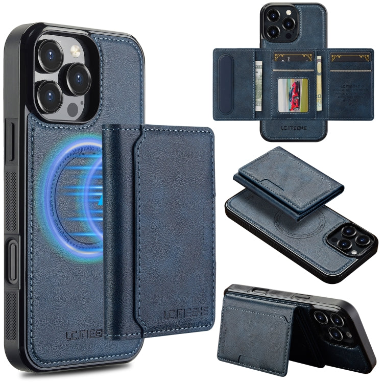 For iPhone 16 Pro Max LC.IMEEKE L5 Series Detachable RFID Card Bag Magsafe Phone Case(Blue) - iPhone 16 Pro Max Cases by LC.IMEEKE | Online Shopping South Africa | PMC Jewellery | Buy Now Pay Later Mobicred