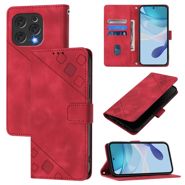 For Doogee N55 Plus Skin-feel Embossed Leather Phone Case(Red) - Doogee Cases by PMC TechLife | Online Shopping South Africa | PMC TechLife | Buy Now Pay Later Mobicred