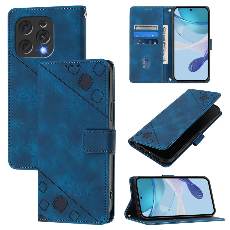 For Doogee N55 Plus Skin-feel Embossed Leather Phone Case(Blue) - Doogee Cases by PMC TechLife | Online Shopping South Africa | PMC TechLife | Buy Now Pay Later Mobicred