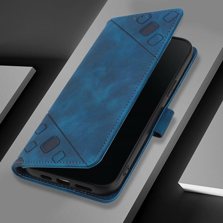 For Doogee N55 Plus Skin-feel Embossed Leather Phone Case(Blue) - Doogee Cases by PMC TechLife | Online Shopping South Africa | PMC TechLife | Buy Now Pay Later Mobicred