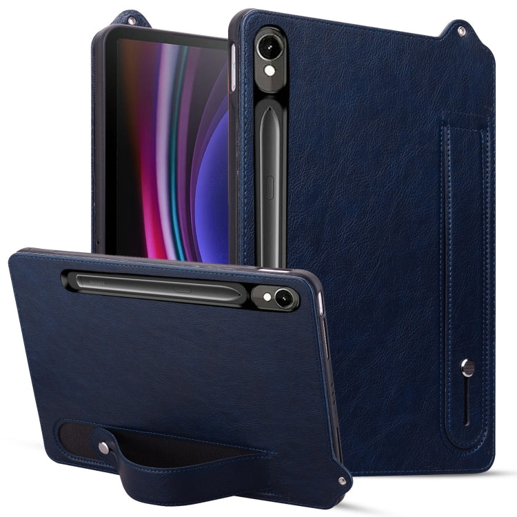 For Samsung Galaxy Tab S10 / S9 / S8 / S7 TPU Leather Back Tablet Case with Wristband(Dark Blue) - Tab S10 Cases by PMC Jewellery | Online Shopping South Africa | PMC Jewellery | Buy Now Pay Later Mobicred