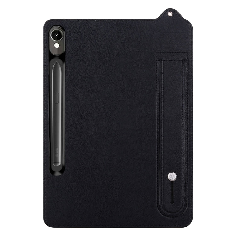 For Samsung Galaxy Tab S10 / S9 / S8 / S7 TPU Leather Back Tablet Case with Wristband(Black) - Tab S10 Cases by PMC Jewellery | Online Shopping South Africa | PMC Jewellery | Buy Now Pay Later Mobicred