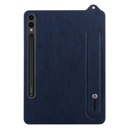 For Samsung Galaxy Tab S10+ / S9+ / S8+ TPU Leather Back Tablet Case with Wristband(Dark Blue) - Tab S10+ Cases by PMC Jewellery | Online Shopping South Africa | PMC Jewellery | Buy Now Pay Later Mobicred