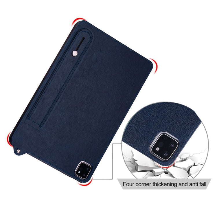 For Samsung Galaxy Tab S10+ / S9+ / S8+ TPU Leather Back Tablet Case with Wristband(Dark Blue) - Tab S10+ Cases by PMC Jewellery | Online Shopping South Africa | PMC Jewellery | Buy Now Pay Later Mobicred