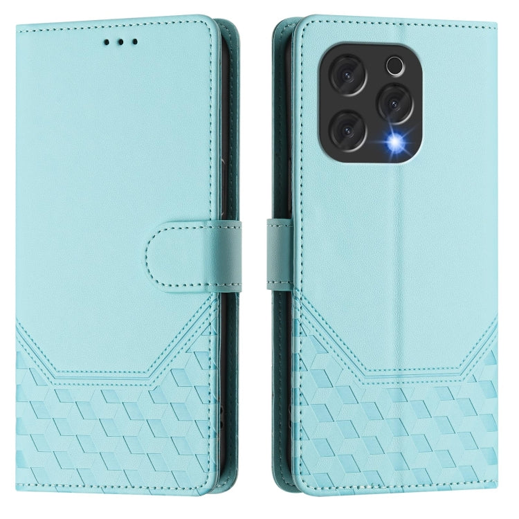 For Doogee N55 Plus Honeycomb Embossing RFID Leather Phone Case(Mint Green) - More Brand by PMC TechLife | Online Shopping South Africa | PMC TechLife | Buy Now Pay Later Mobicred