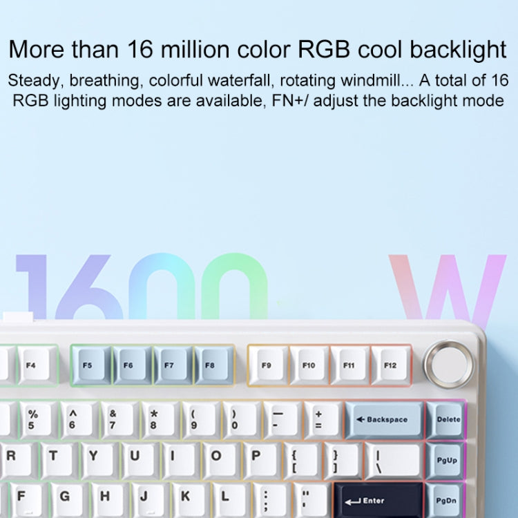 AULA F75 80 Keys Wired/2.4G/Bluetooth Three Model Customized RGB Mechanical Keyboard(Snow Spruce Green) - free shipping - PMC TechLife - Order now!