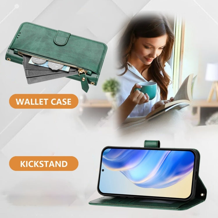 For Doogee N55 Plus Multi-Card Slots Zipper Wallet Leather Phone Case(Green) - Doogee Cases by PMC TechLife | Online Shopping South Africa | PMC TechLife | Buy Now Pay Later Mobicred
