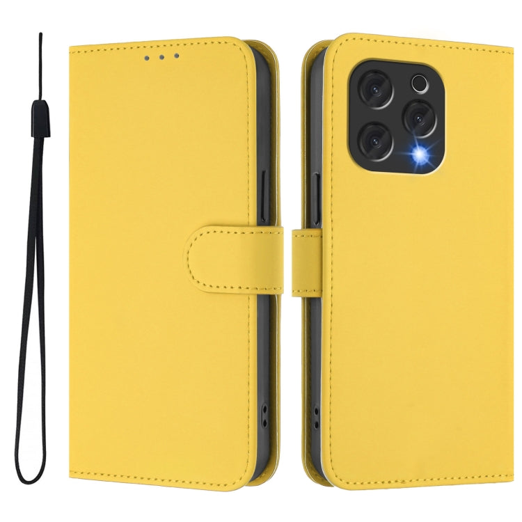 For Doogee N55 Plus Skin Feel Solid Color Leather Phone Case with Lanyard(Lemon Yellow) - free shipping - PMC TechLife - Order now!