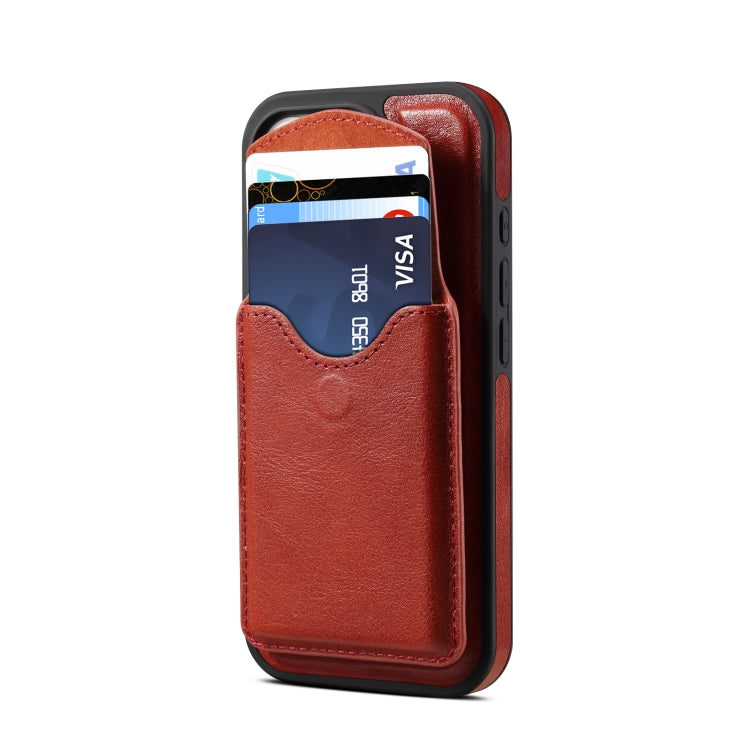 For iPhone 16 Pro Max Denior D22 Genuine Leather MagSafe Holder Detachable Card Slot Phone Case(Brown) - iPhone 16 Pro Max Cases by Denior | Online Shopping South Africa | PMC Jewellery | Buy Now Pay Later Mobicred