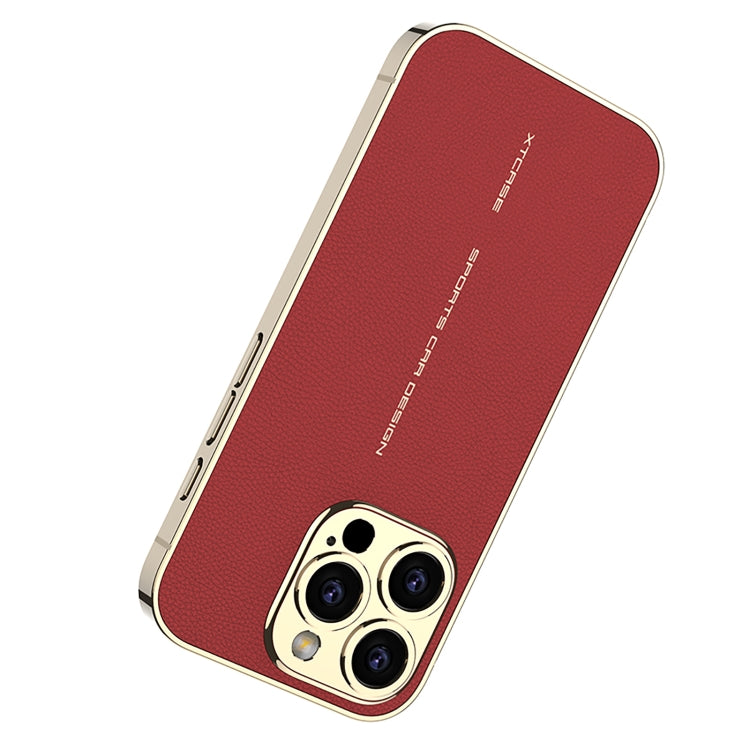 For iPhone 16 Pro Max GKK Plated Plain Leather Shockproof Phone Case(Red) - iPhone 16 Pro Max Cases by GKK | Online Shopping South Africa | PMC Jewellery | Buy Now Pay Later Mobicred