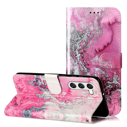 For Samsung Galaxy S25+ 5G Colored Drawing Marble Pattern Leather Phone Case(Pink Seawater) - Galaxy S25+ 5G Cases by PMC Jewellery | Online Shopping South Africa | PMC Jewellery | Buy Now Pay Later Mobicred