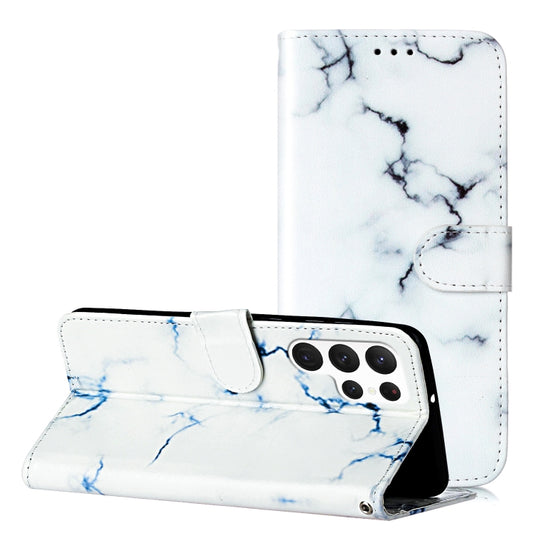 For Samsung Galaxy S25 Ultra 5G Colored Drawing Marble Pattern Leather Phone Case(White Marble) - Galaxy S25 Ultra 5G Cases by PMC Jewellery | Online Shopping South Africa | PMC Jewellery | Buy Now Pay Later Mobicred