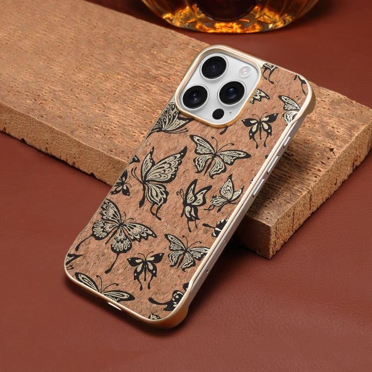 For iPhone 16 Pro Max Denior A18 WoodenPaint MagSafe Phone Case(Butterflies) - iPhone 16 Pro Max Cases by Denior | Online Shopping South Africa | PMC Jewellery | Buy Now Pay Later Mobicred