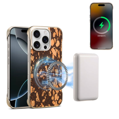 For iPhone 16 Pro Max Denior A18 WoodenPaint MagSafe Phone Case(Brown) - iPhone 16 Pro Max Cases by Denior | Online Shopping South Africa | PMC Jewellery | Buy Now Pay Later Mobicred