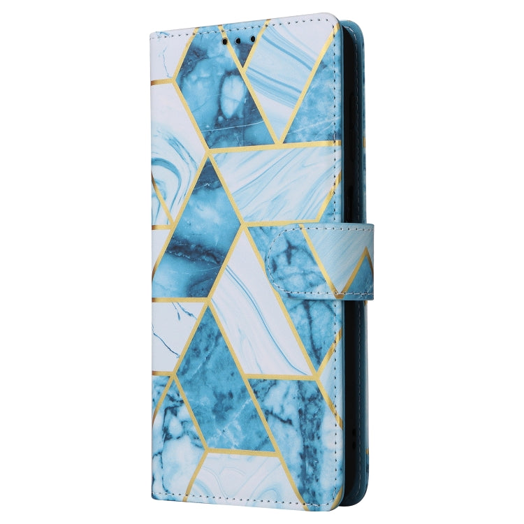 For Samsung Galaxy S25 5G Marble Bronzing Stitching Leather Phone Case(Blue) - Galaxy S25 5G Cases by PMC Jewellery | Online Shopping South Africa | PMC Jewellery | Buy Now Pay Later Mobicred
