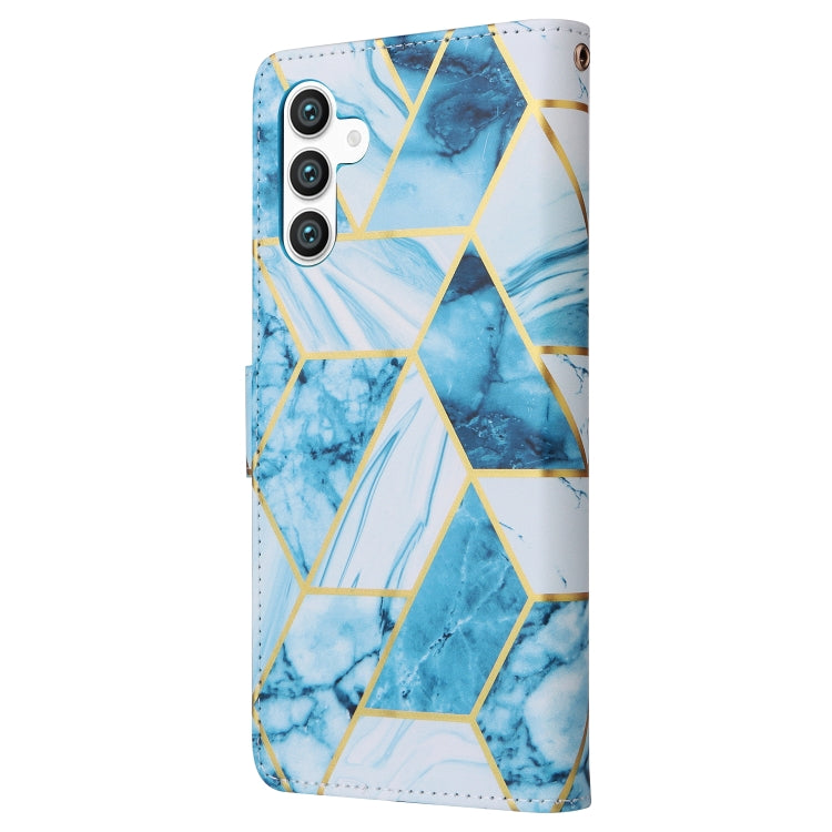 For Samsung Galaxy S25 5G Marble Bronzing Stitching Leather Phone Case(Blue) - Galaxy S25 5G Cases by PMC Jewellery | Online Shopping South Africa | PMC Jewellery | Buy Now Pay Later Mobicred