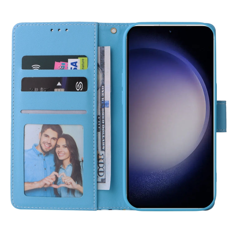 For Samsung Galaxy S25 5G Marble Bronzing Stitching Leather Phone Case(Blue) - Galaxy S25 5G Cases by PMC Jewellery | Online Shopping South Africa | PMC Jewellery | Buy Now Pay Later Mobicred