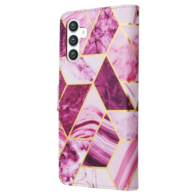 For Samsung Galaxy S25+ 5G Marble Bronzing Stitching Leather Phone Case(Purple) - Galaxy S25+ 5G Cases by PMC Jewellery | Online Shopping South Africa | PMC Jewellery | Buy Now Pay Later Mobicred