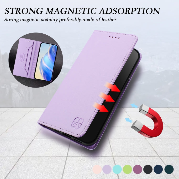 For Samsung Galaxy S24 / S25 5G RC01 Dual-Folded Magnetic Suction RFID Leather Phone Case(Light Purple) - Galaxy S25 5G Cases by PMC Jewellery | Online Shopping South Africa | PMC Jewellery | Buy Now Pay Later Mobicred