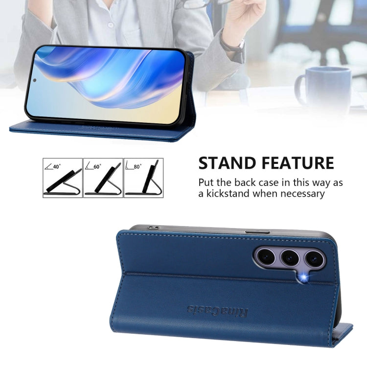 For Samsung Galaxy S24+ / S25+ 5G RC01 Dual-Folded Magnetic Suction RFID Leather Phone Case(Dark Blue) - Galaxy S25+ 5G Cases by PMC Jewellery | Online Shopping South Africa | PMC Jewellery | Buy Now Pay Later Mobicred