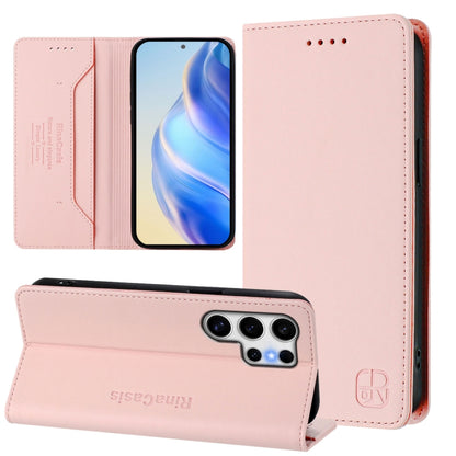 For Samsung Galaxy S25 Ultra 5G RC01 Dual-Folded Magnetic Suction RFID Leather Phone Case(Pink) - Galaxy S25 Ultra 5G Cases by PMC Jewellery | Online Shopping South Africa | PMC Jewellery | Buy Now Pay Later Mobicred