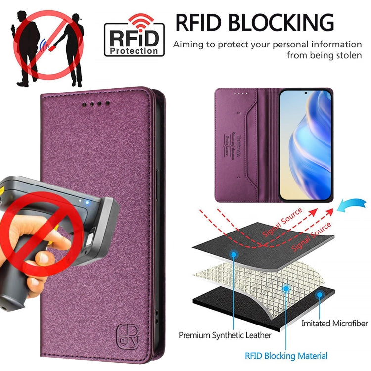 For Samsung Galaxy S25 Ultra 5G RC01 Dual-Folded Magnetic Suction RFID Leather Phone Case(Violet) - Galaxy S25 Ultra 5G Cases by PMC Jewellery | Online Shopping South Africa | PMC Jewellery | Buy Now Pay Later Mobicred