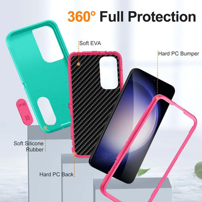 For Samsung Galaxy S24+ / S25+ 5G Rugged PC Hybrid Silicone Phone Case with Holder(Light Green+Rose Red) - Galaxy S25+ 5G Cases by PMC Jewellery | Online Shopping South Africa | PMC Jewellery | Buy Now Pay Later Mobicred