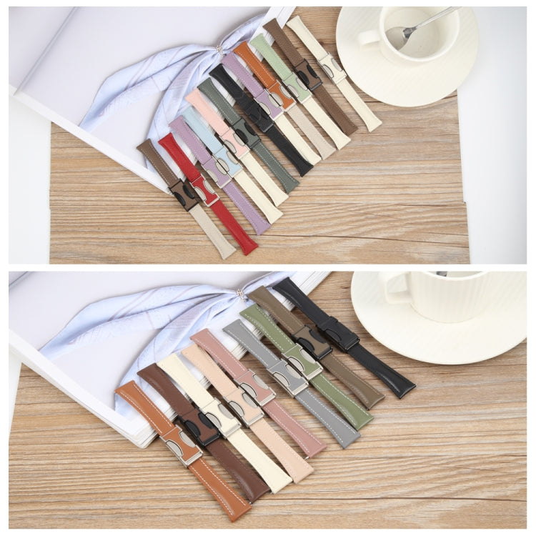 20mm Universal Slim Magnetic Buckle Genuine Leather Watch Band(Plain Weave Green) - free shipping - PMc TechLife - Order now!
