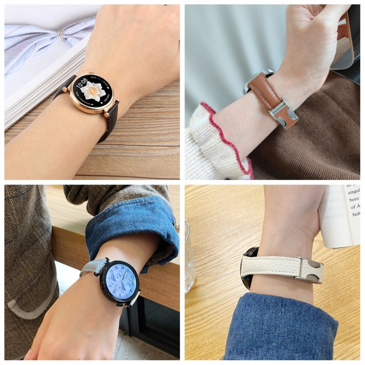 22mm Universal Slim Magnetic Buckle Genuine Leather Watch Band(Beige) - free shipping - PMc TechLife - Order now!