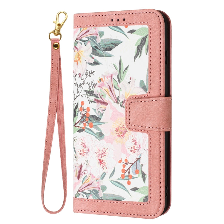 For Samsung Galaxy S25+ 5G Floral Pattern Leather Phone Case with Lanyard(Pink) - Galaxy S25+ 5G Cases by PMC Jewellery | Online Shopping South Africa | PMC Jewellery | Buy Now Pay Later Mobicred