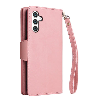 For Samsung Galaxy S25 5G Rivet Buckle 9 Cards Three Fold Leather Phone Case(Rose Gold) - Galaxy S25 5G Cases by PMC Jewellery | Online Shopping South Africa | PMC Jewellery | Buy Now Pay Later Mobicred